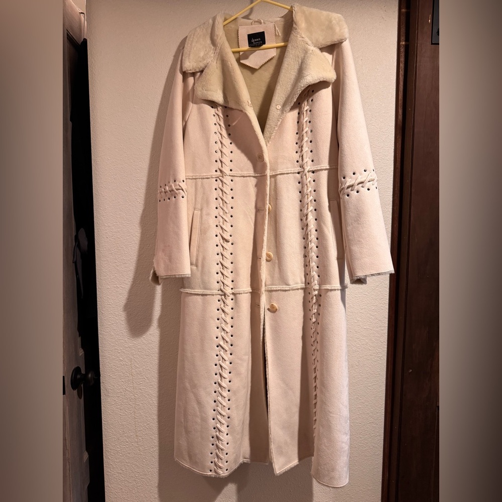 NWT Dennis Basso Faux Suede Leather Trench Coat
